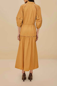 Robe longue chemise ceinturée - Camel