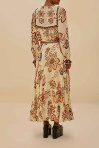 Aura Floral Sand midi skirt - Beige
