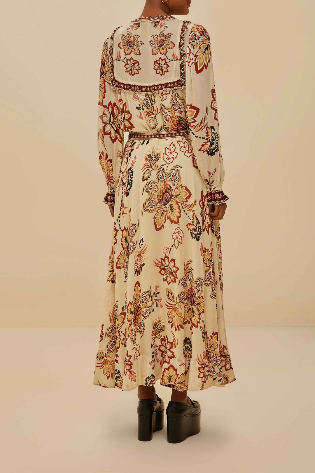 Aura Floral Sand midi skirt - Beige