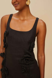 Short strapless dress in linen - Black