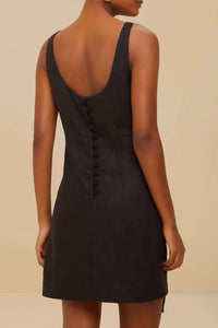Short strapless dress in linen - Black