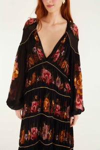 Flowers Black Robe midi - Flowers Black