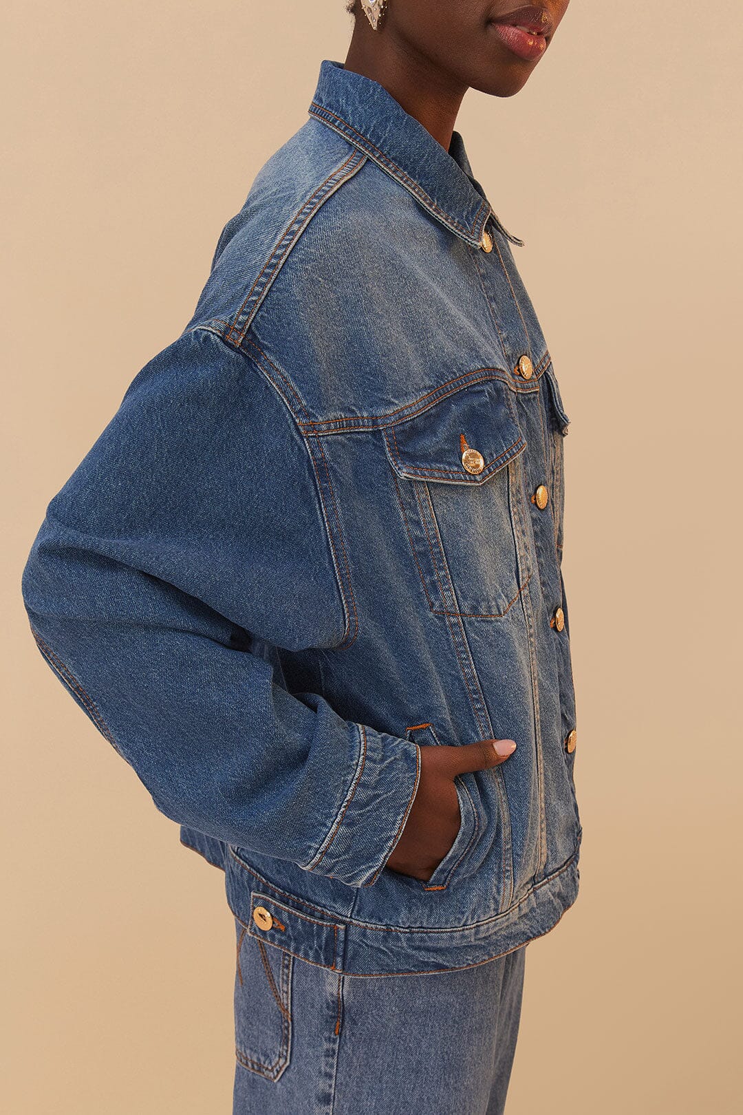 MEDIA OFF LINE_Veste Snip Wave en denim - Bleu