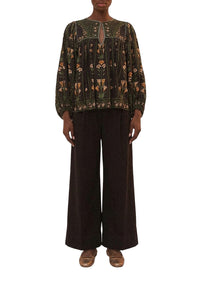 Wide-leg cotton pleated trousers - Black