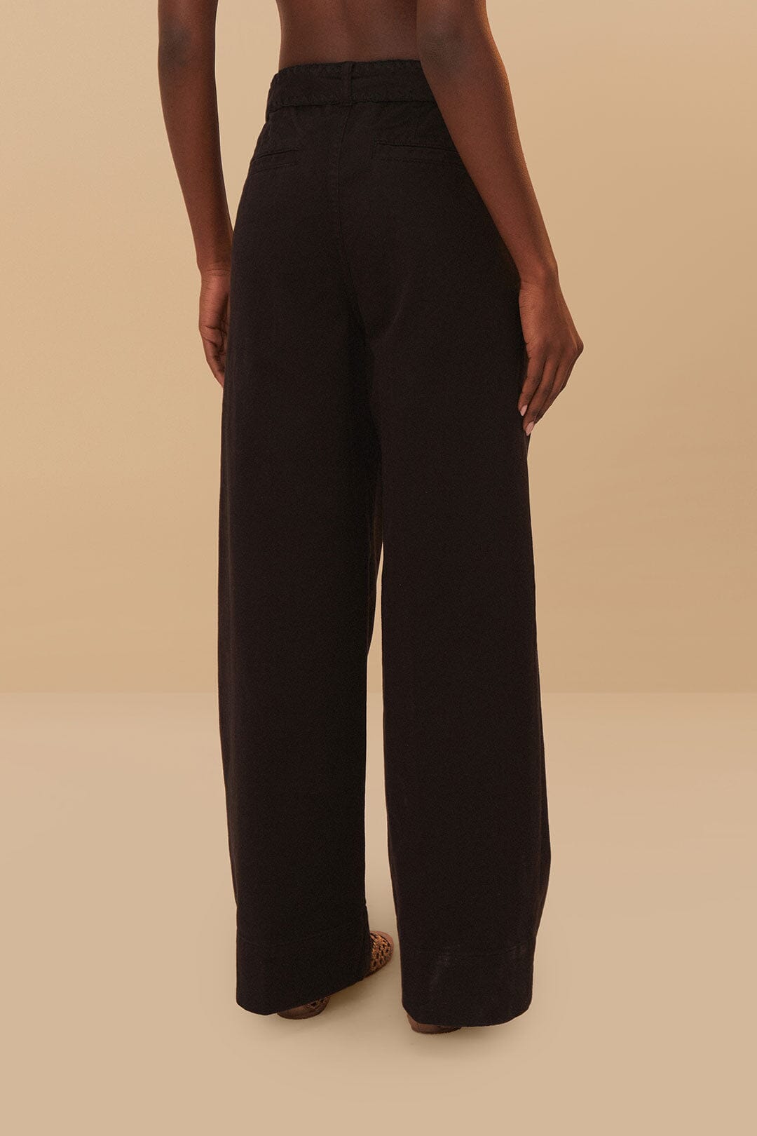 Wide-leg cotton pleated trousers - Black