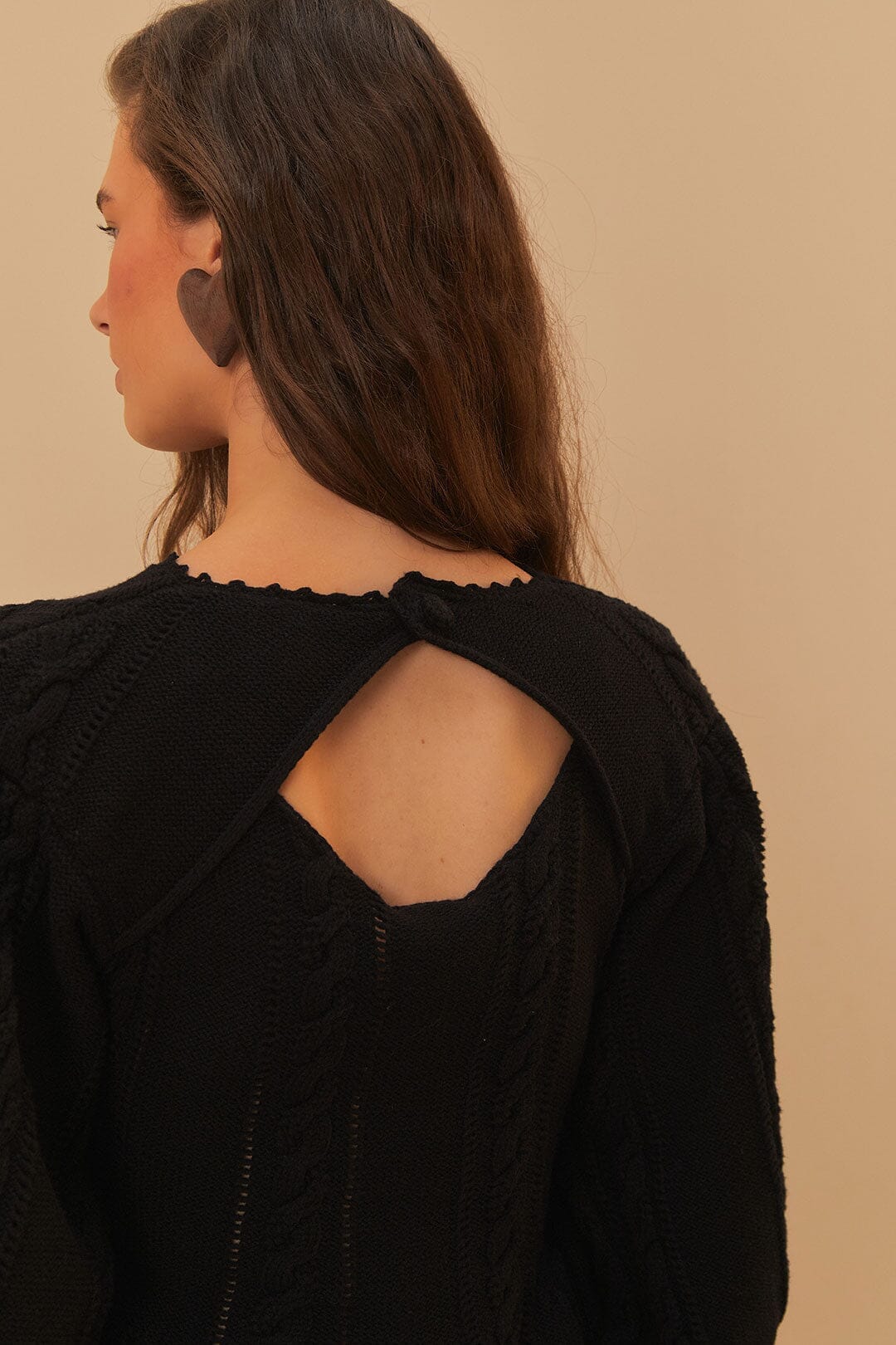 Blouse à fleurs brodées en coton - Noir