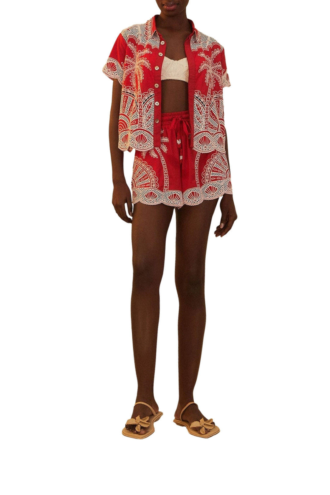 Chemise Palm Tree à manches courtes en coton - Rouge