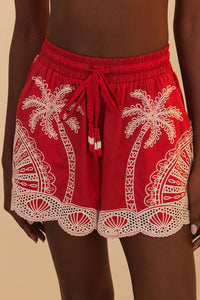 Chemise Palm Tree à manches courtes en coton - Rouge
