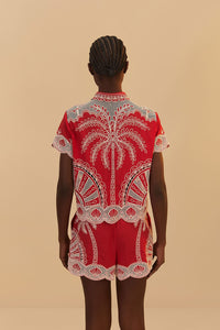Chemise Palm Tree à manches courtes en coton - Rouge