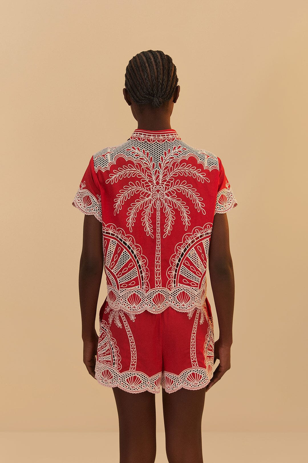Chemise Palm Tree à manches courtes en coton - Rouge