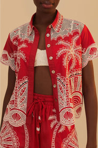 Palm Trees cotton shorts - Red