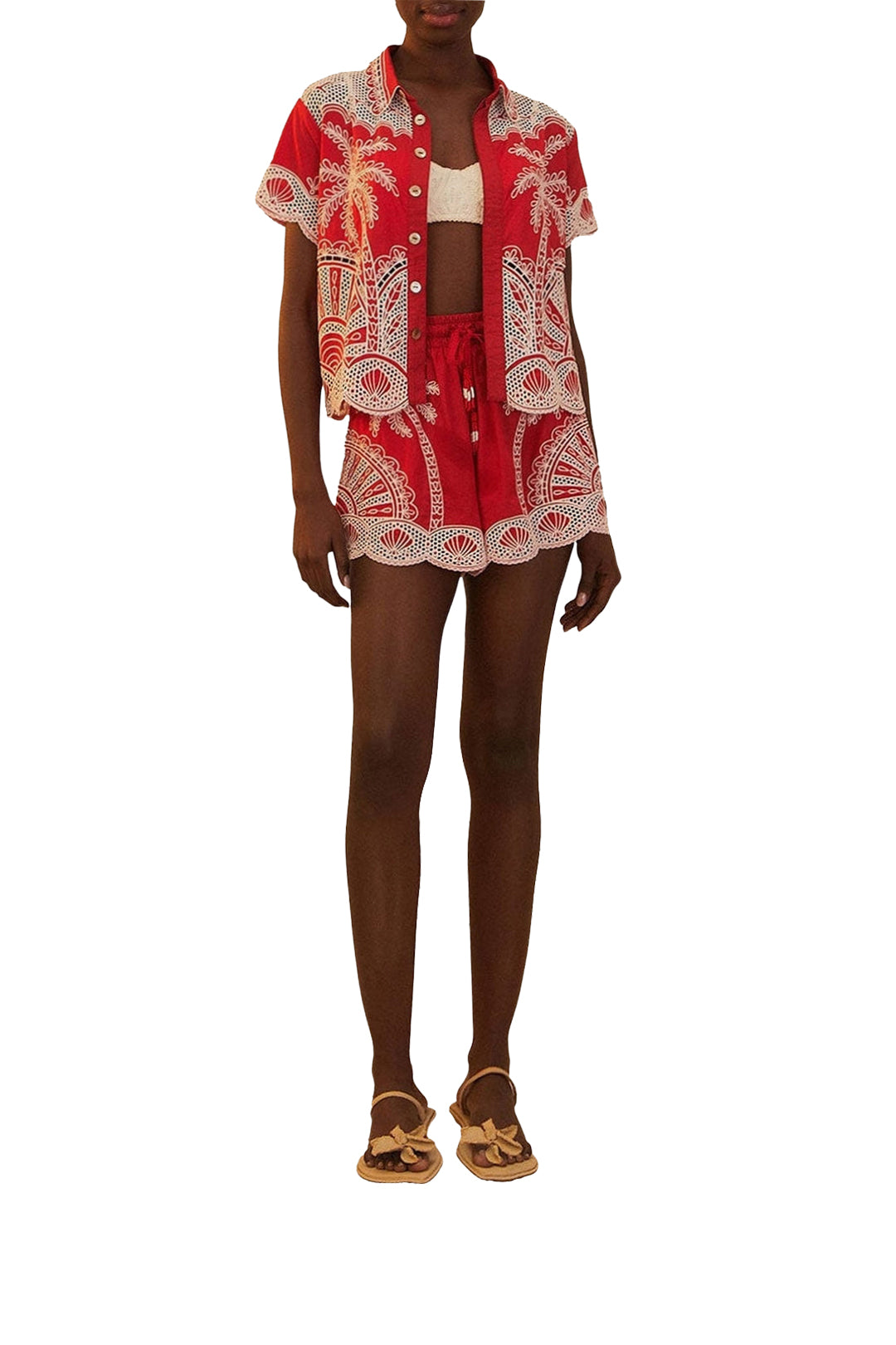 Palm Trees cotton shorts - Red