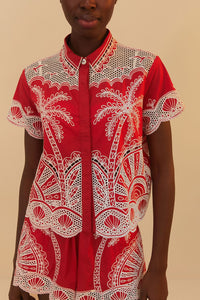 Palm Trees cotton shorts - Red