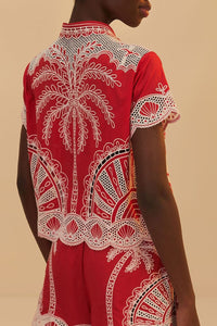 Palm Trees cotton shorts - Red