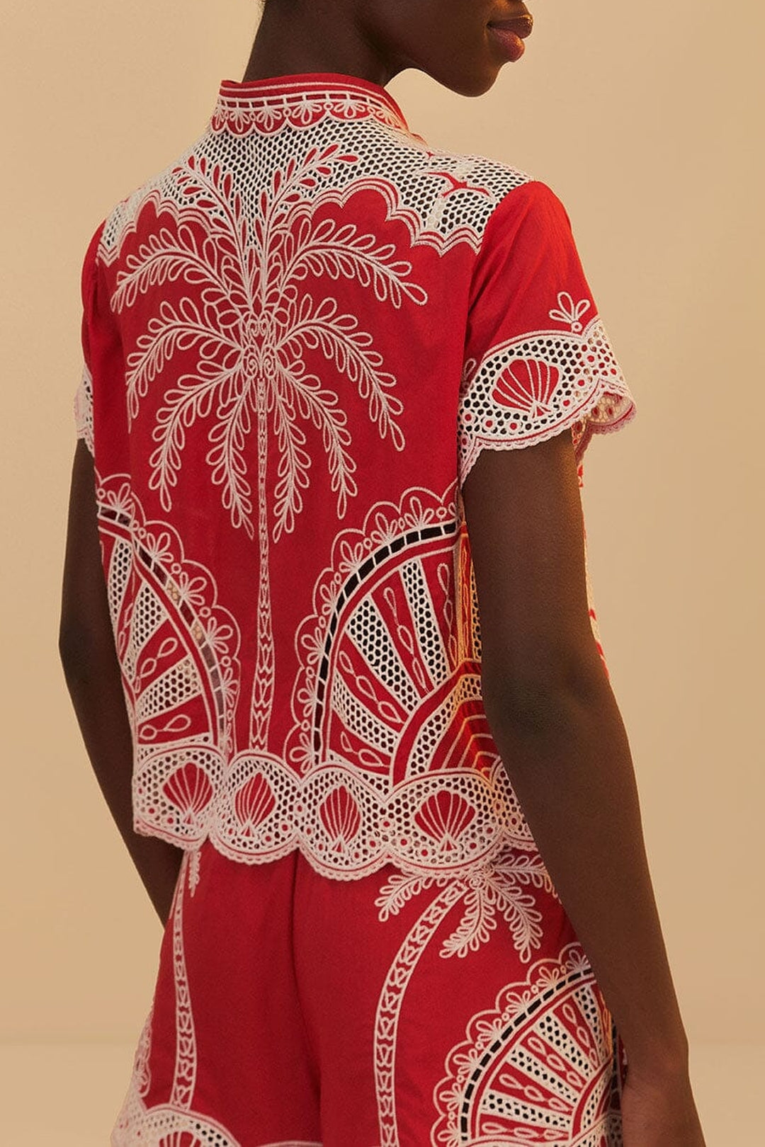 Palm Trees cotton shorts - Red