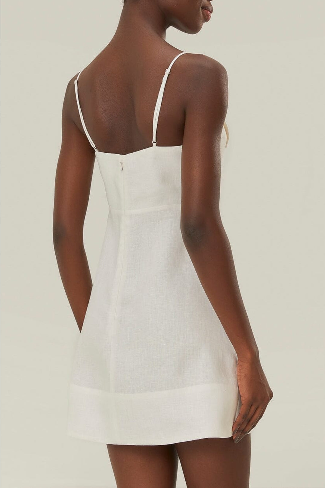 Robe courte au bustier fleuri en lin - Blanc