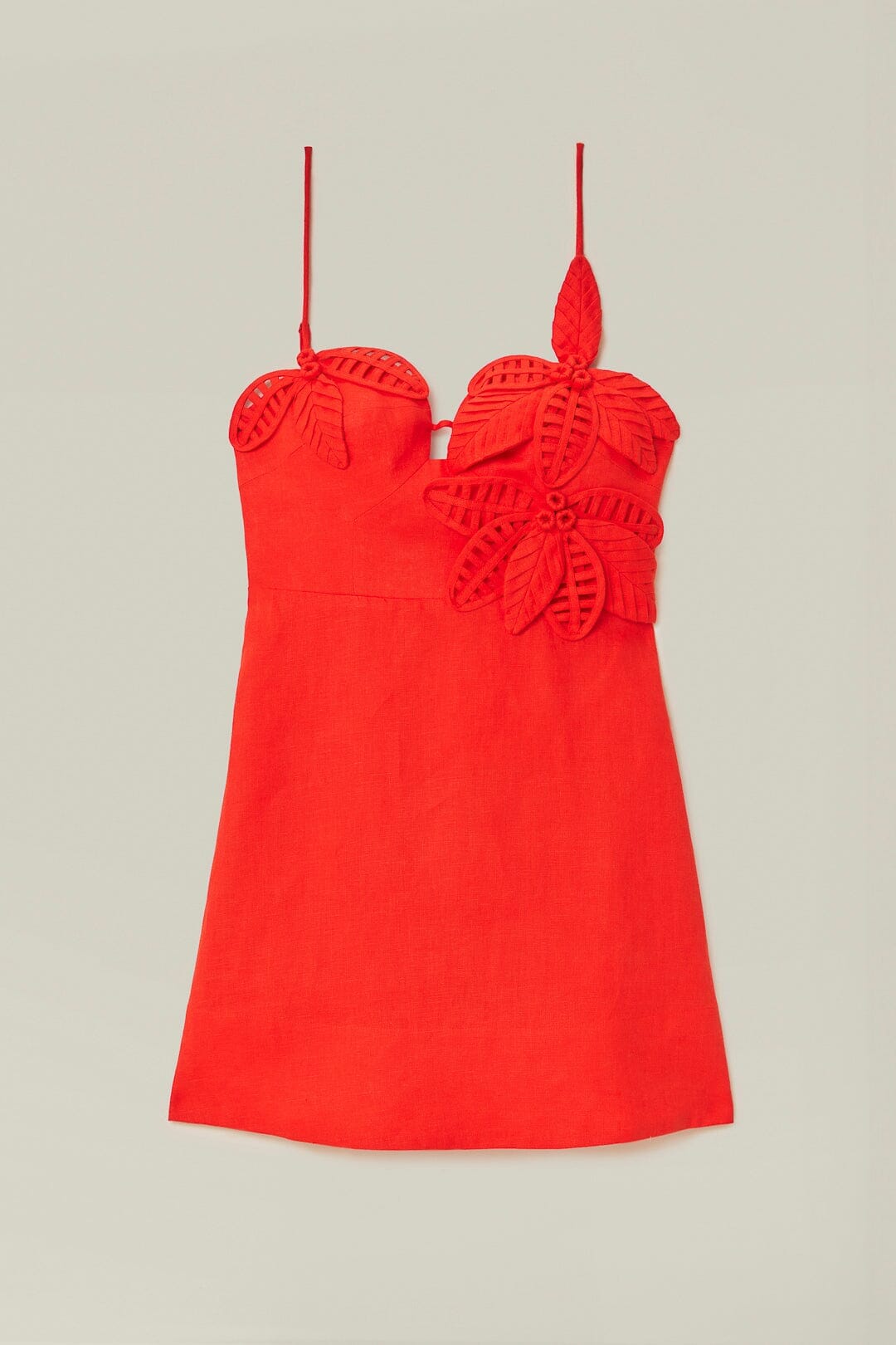 MEDIA OFF LINE_Robe mini Flowe Bust in linen - Red