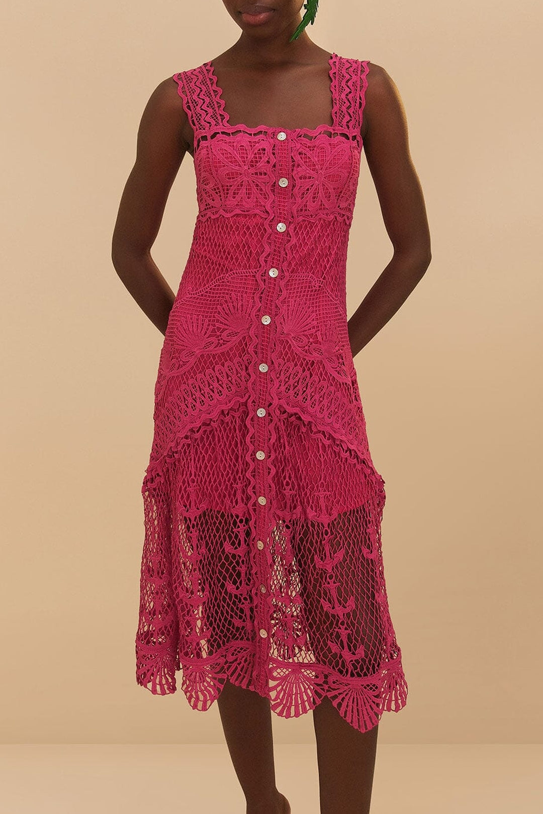 Robe midi Nautical - Rose
