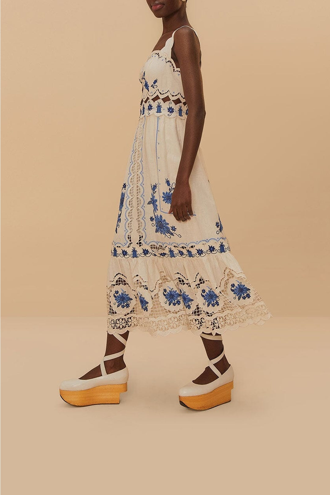 Sunflower midi dress in linen - White