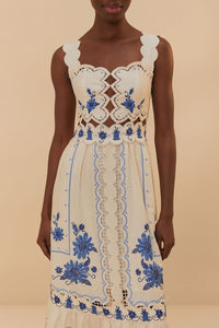 Sunflower midi dress in linen - White