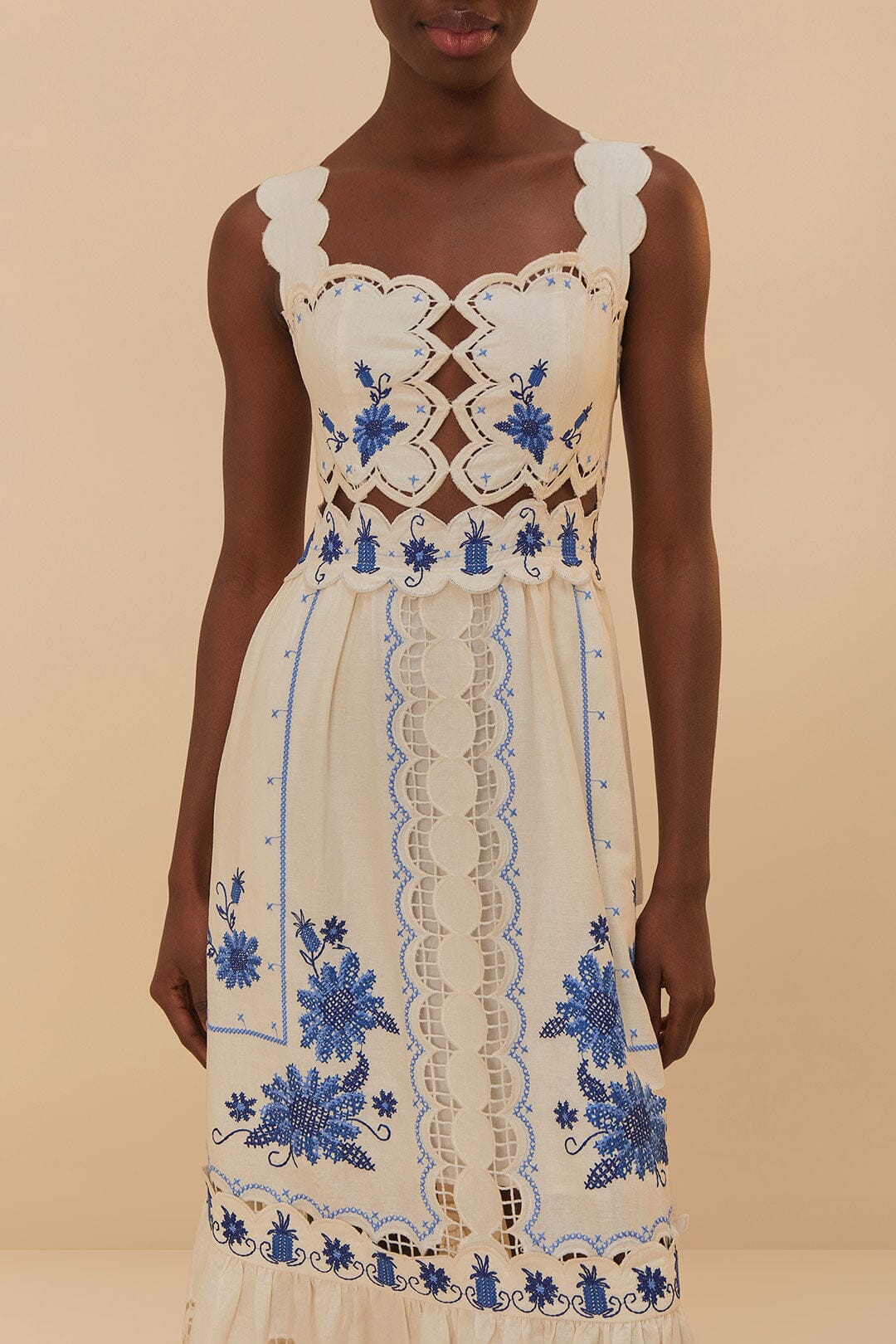 Sunflower midi dress in linen - White