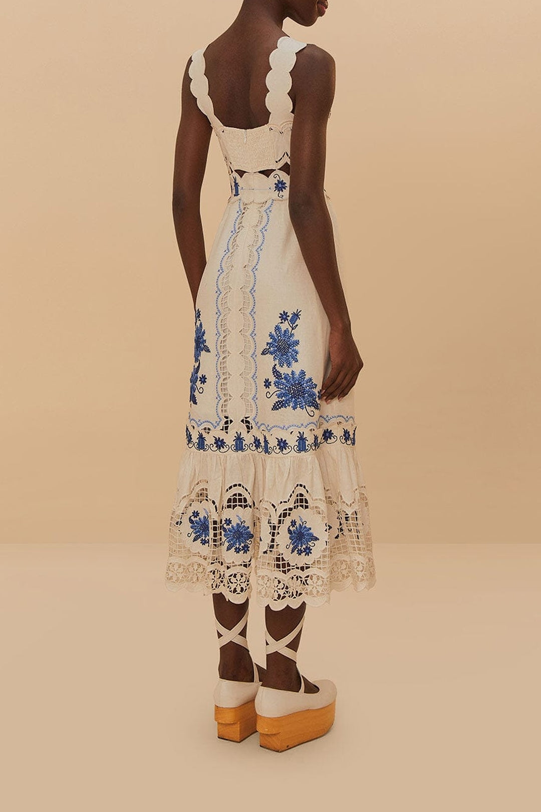 Sunflower midi dress in linen - White
