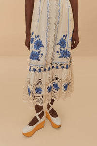 Sunflower midi dress in linen - White