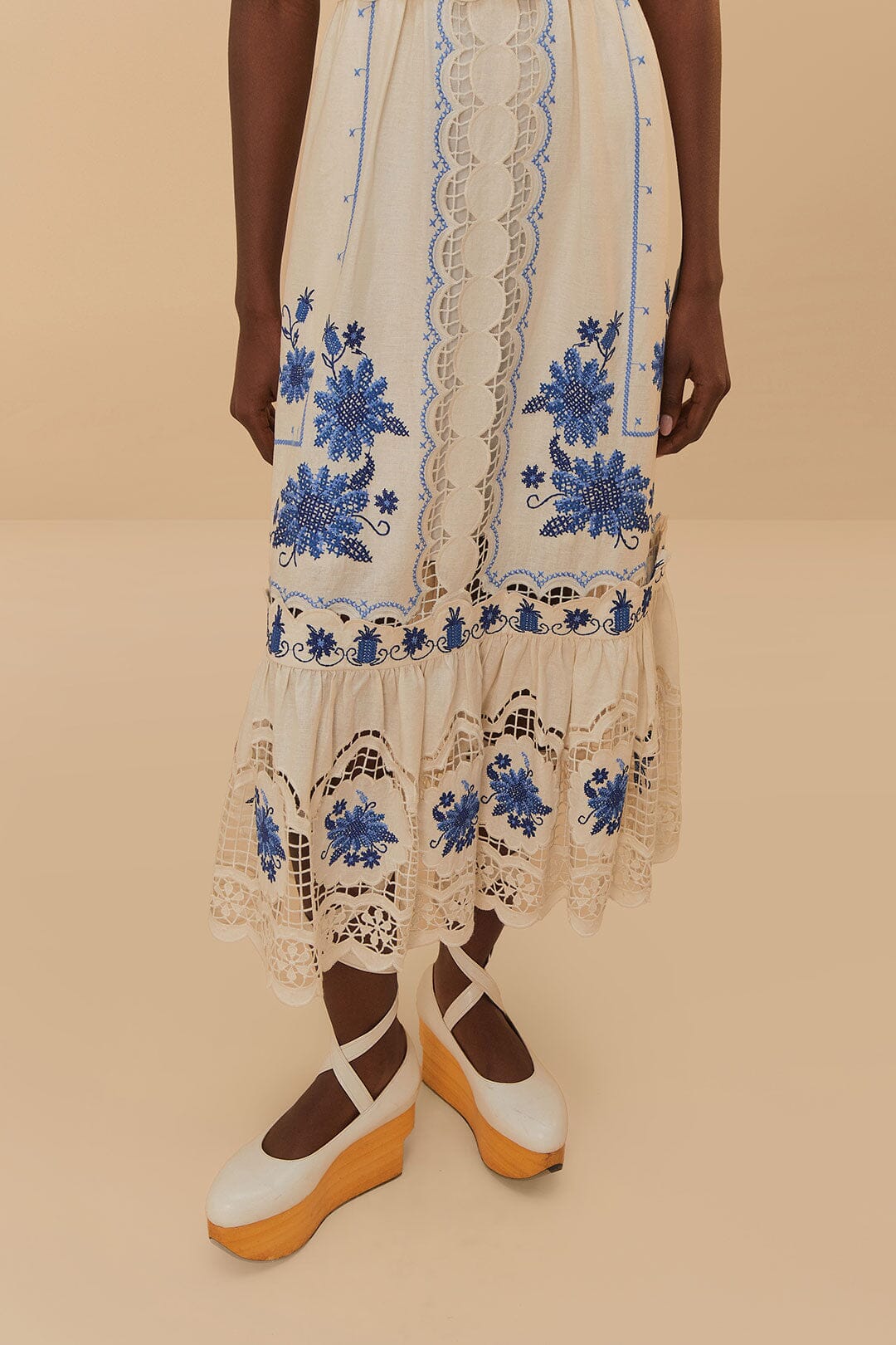 Sunflower midi dress in linen - White