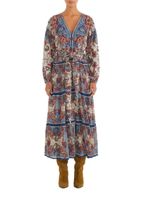Paisley midi dress - Beige