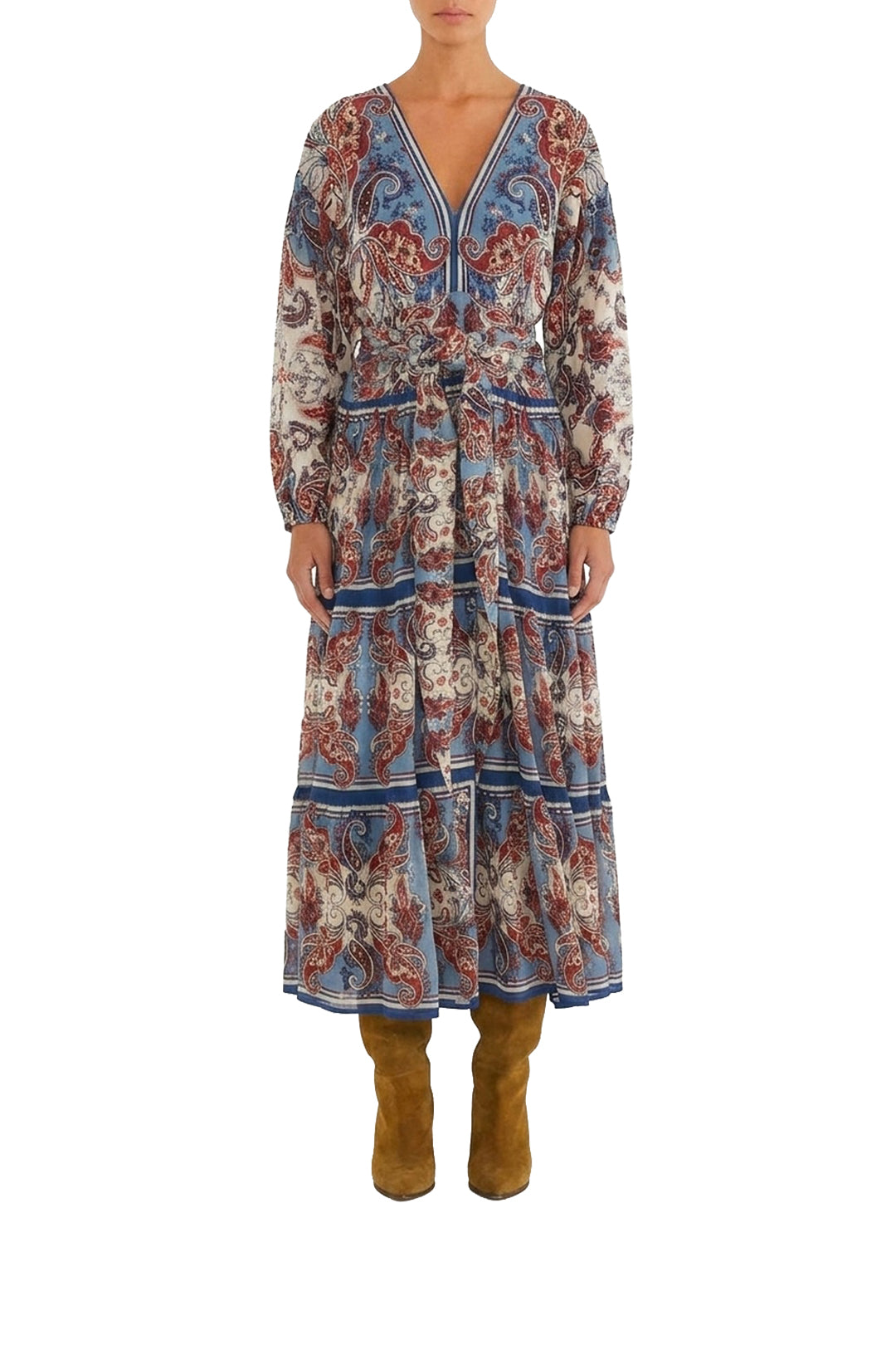 Paisley midi dress - Beige