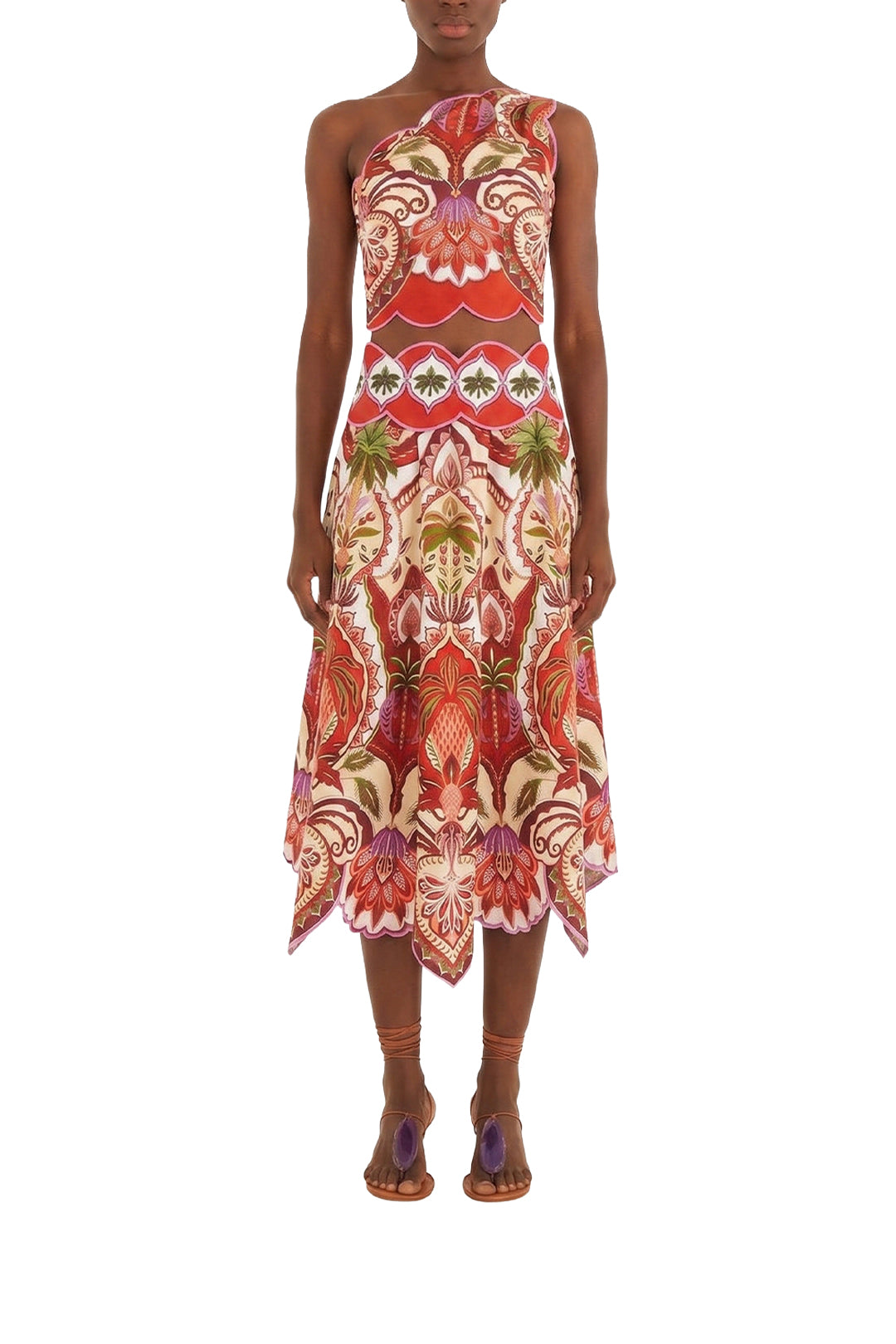 Odara linen midi skirt - Red