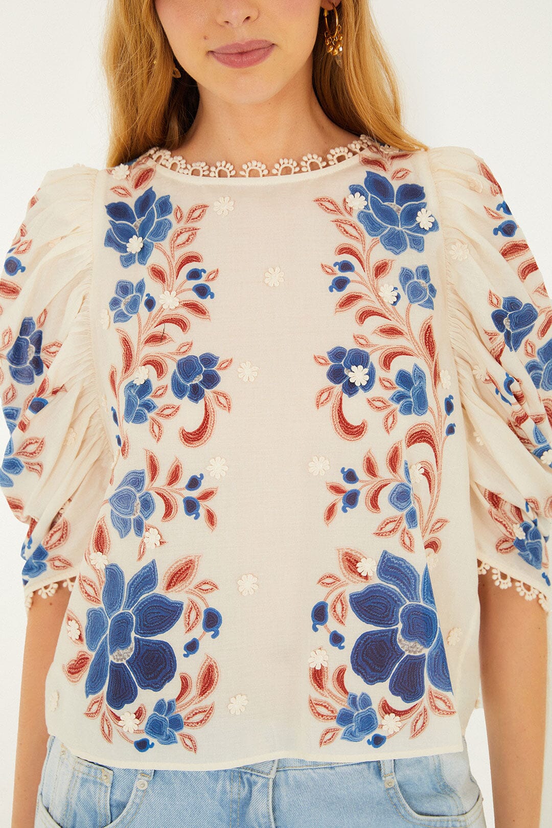 Renata Floral Sand Blouse - Renata Floral Sand