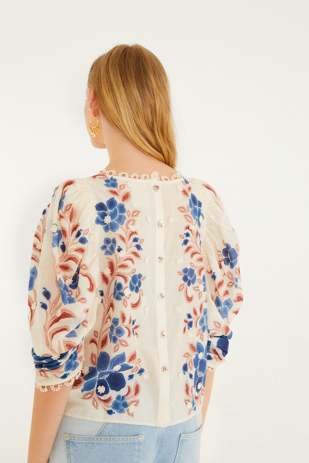 Renata Floral Sand Blouse - Renata Floral Sand