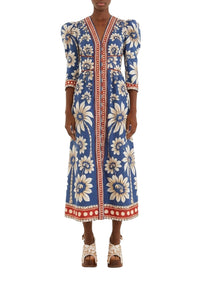 Luna printed midi dress - Blue