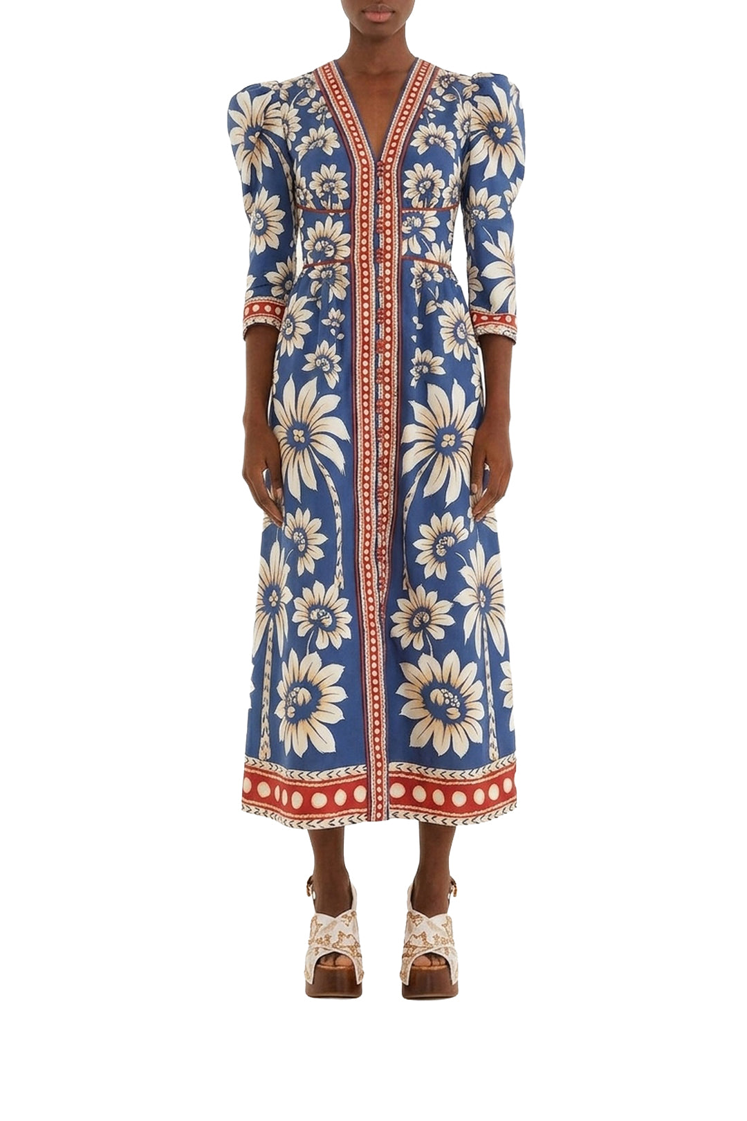 Luna printed midi dress - Blue