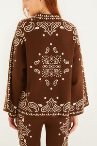 Pull Bohemian Paisley en maille - Bleu