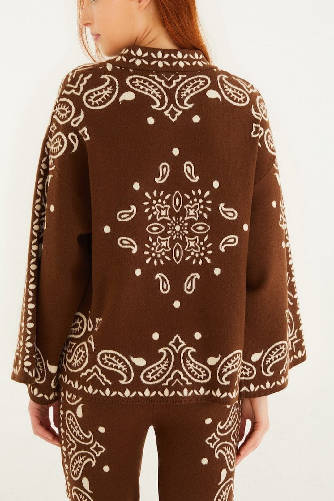 Pull Bohemian Paisley en maille - Bleu