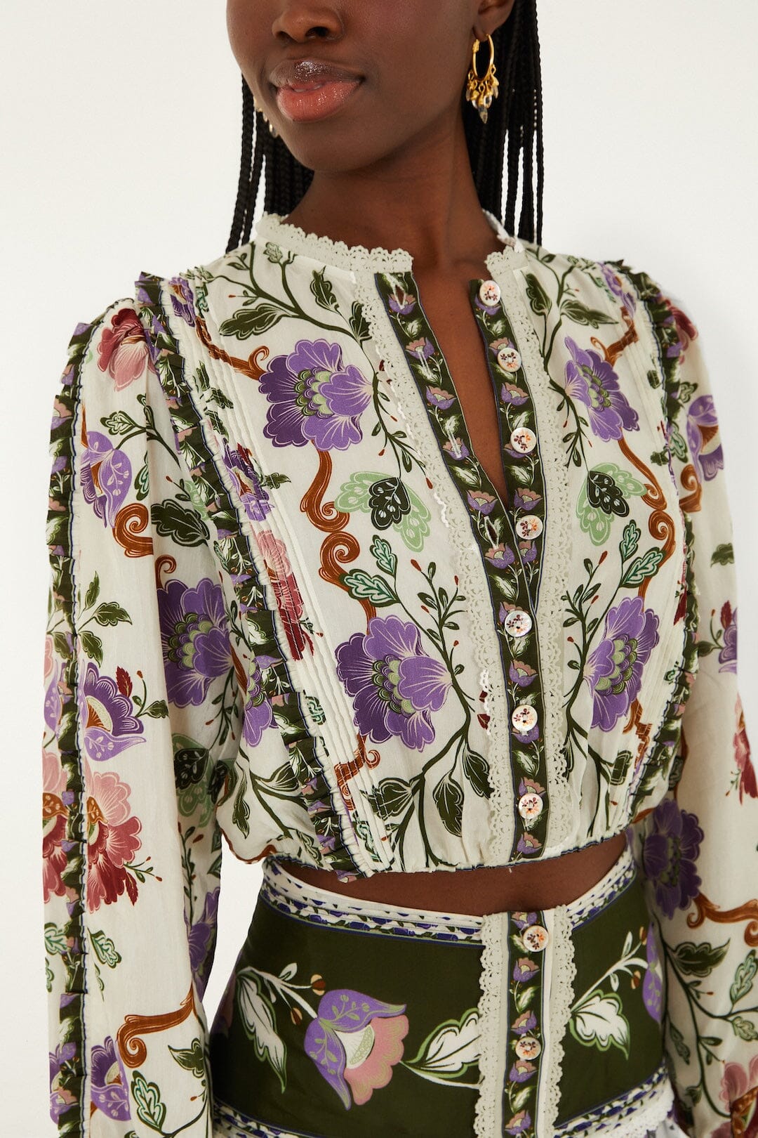 Rococo Flowers Cream Blouse - Rococo Flowers Cream