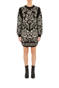 NEW_FELIX_JAMBES_Cashew And Birds Black Robe courte - Cashew And Birds Black