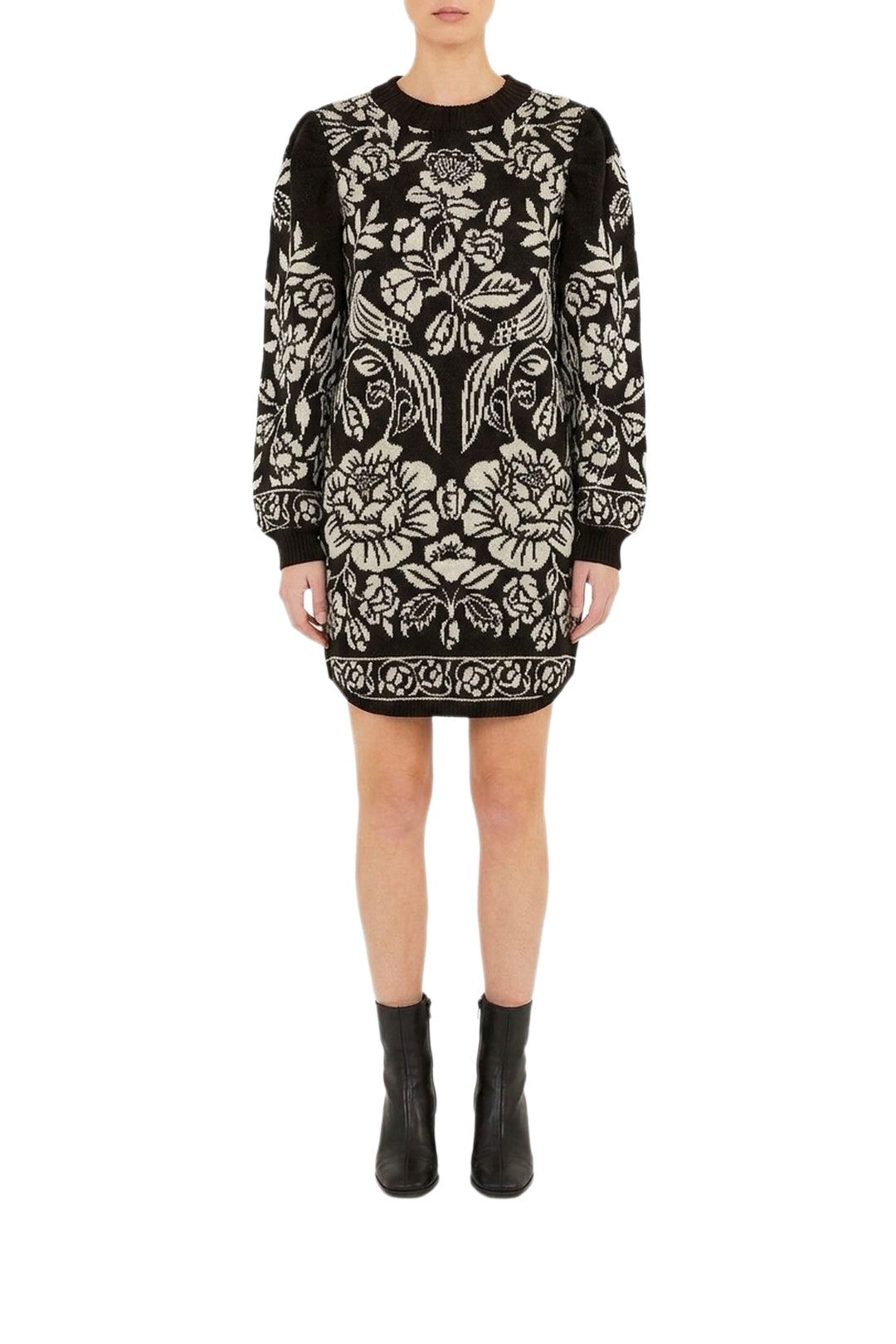 NEW_FELIX_JAMBES_Cashew And Birds Black Robe courte - Cashew And Birds Black
