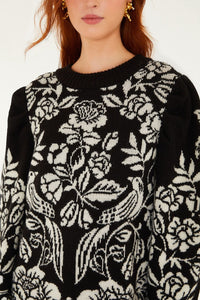 Cashew And Birds Black Robe courte - Cashew And Birds Black