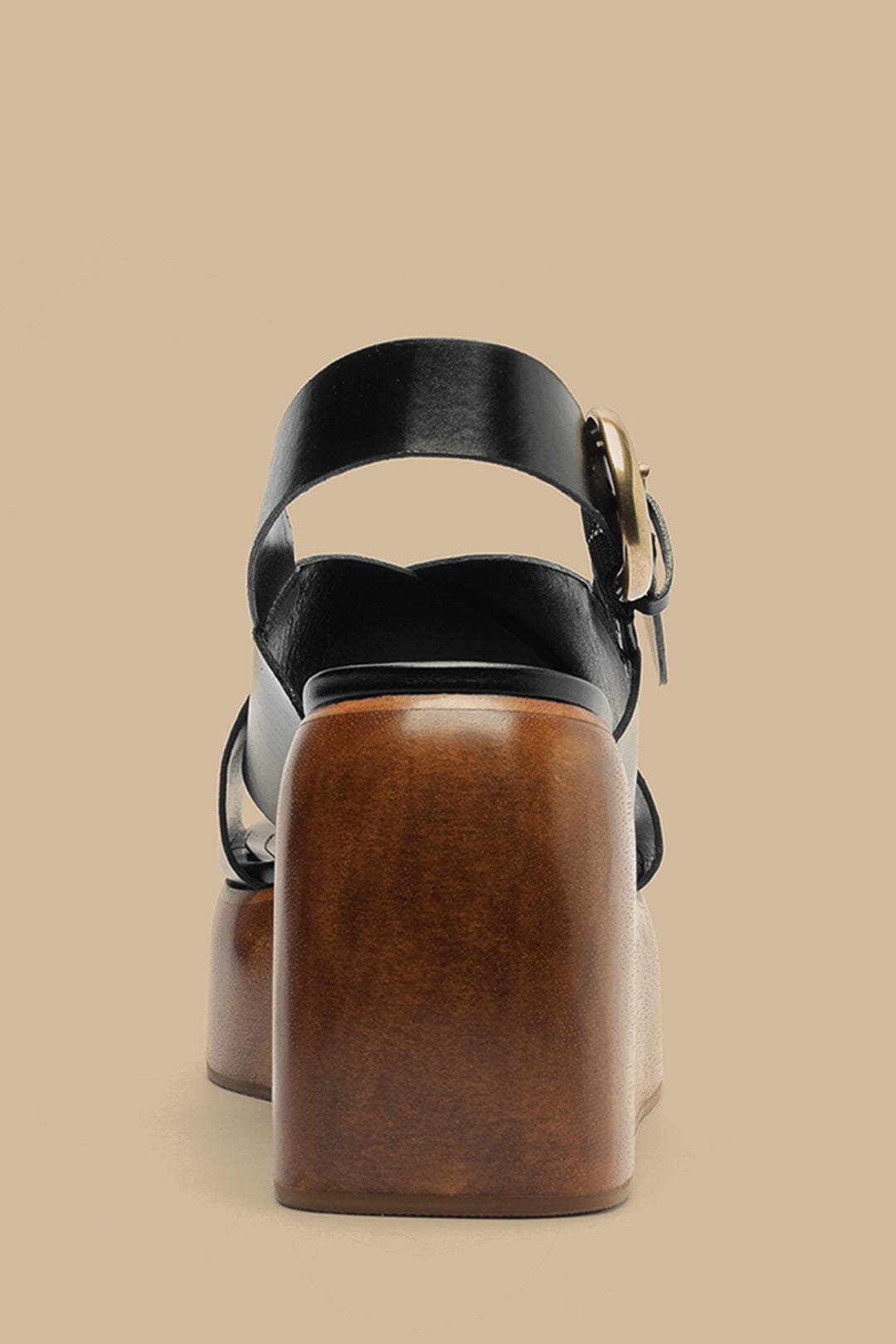 Sandales compensées croisées en cuir - Noir
