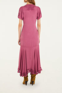 Robe midi Richelieu - Rose