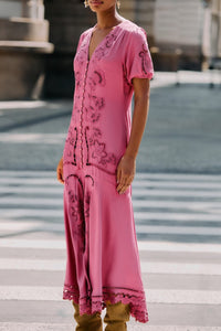 Robe midi Richelieu - Rose