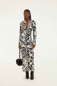 DIFFUSELY_Cashews And Birds White Robe longue - Cashews And Birds White