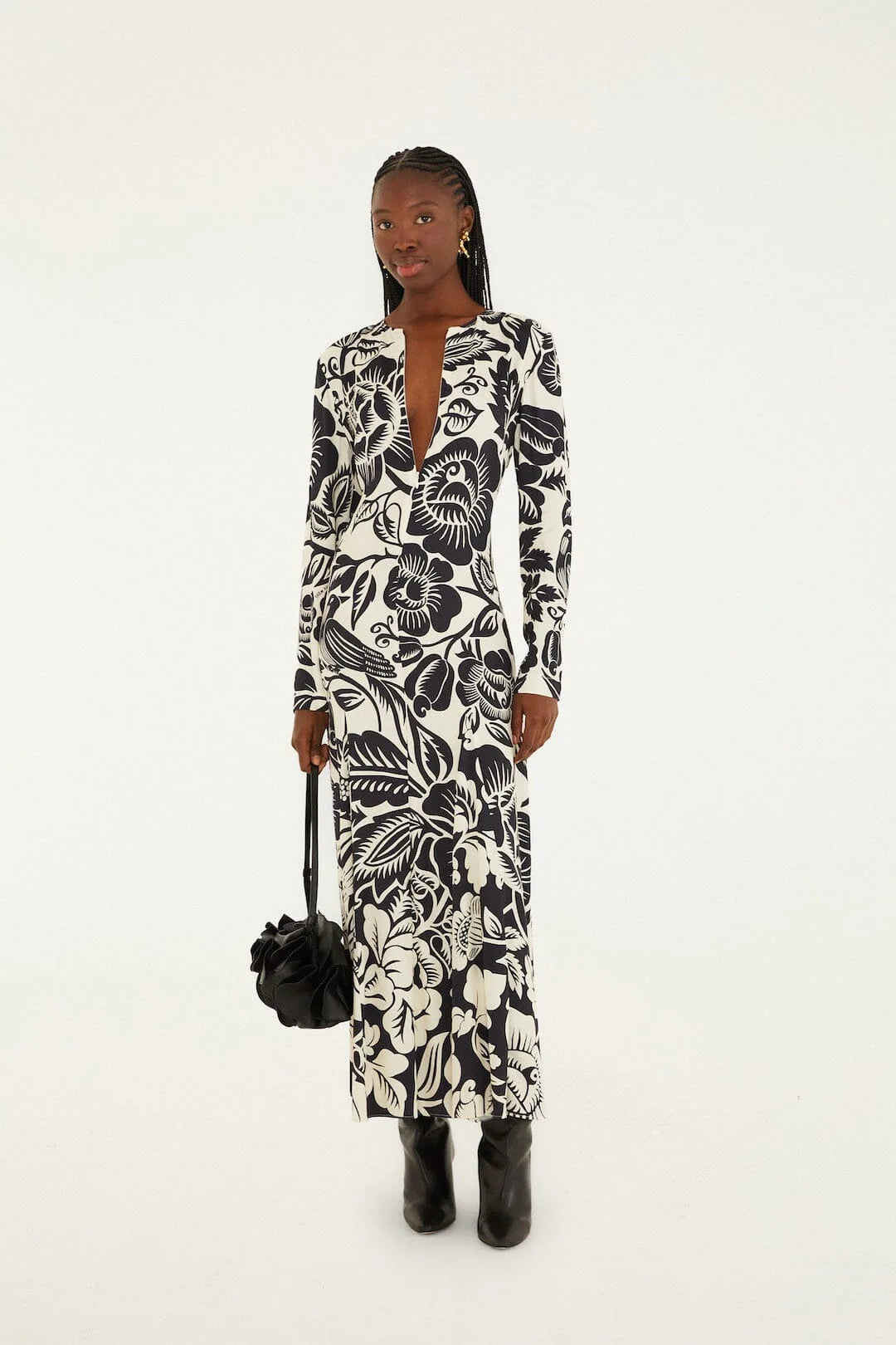 DIFFUSELY_Cashews And Birds White Robe longue - Cashews And Birds White