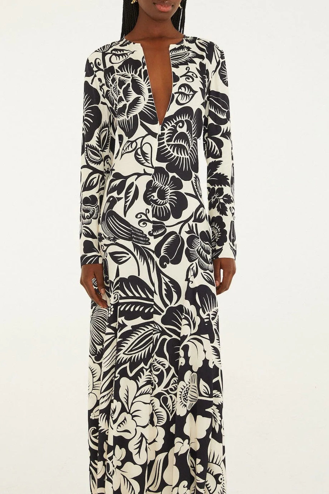 Cashews And Birds Midi Dress - White