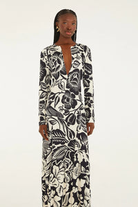 DIFFUSELY_Cashews And Birds White Robe longue - Cashews And Birds White