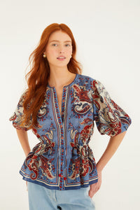 Paisley Scarf Cream Blouse - Paisley Scarf Cream