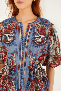 Paisley Scarf Cream Blouse - Paisley Scarf Cream